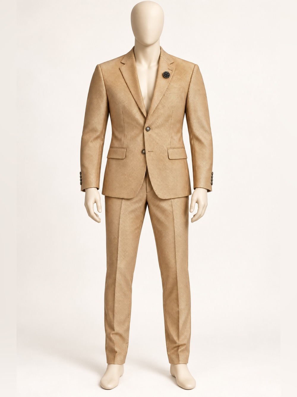 NWT Vercini Brown Geometric Slim Fit 2 Piece Suit 38R Jacket 32 Pants
